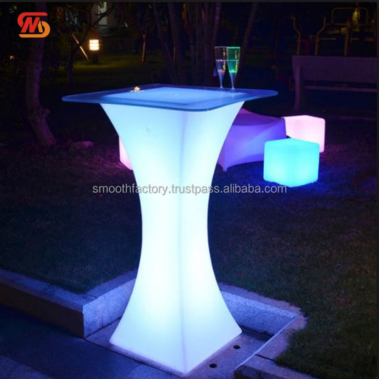 SMOOTH Wholesale Glow Bar Furniture Wine Cake Plinth Night Club Party RGB LED Light Cocktail Bar Table for Wedding Event Party