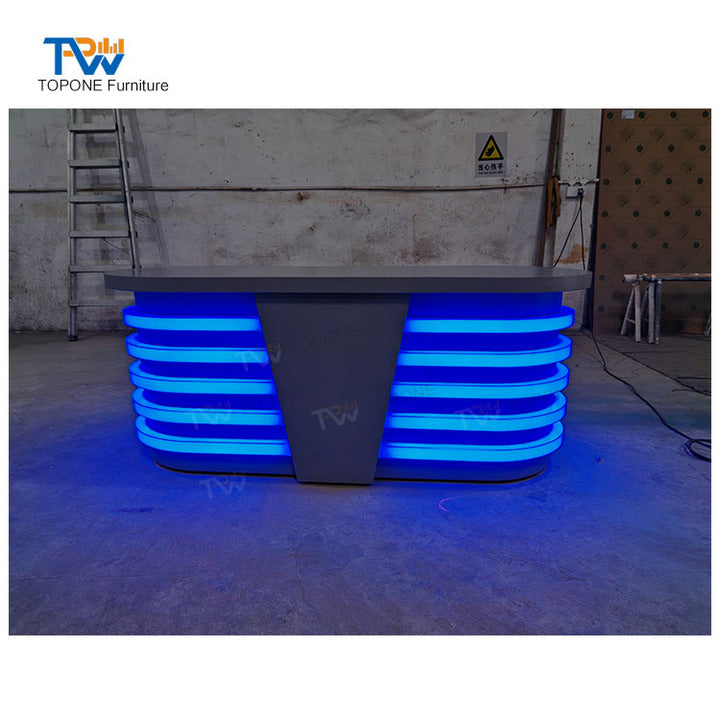 Mobile Podcast Table Desk Broadcast Tv News Studio Table TV News Desk Design with Led Light