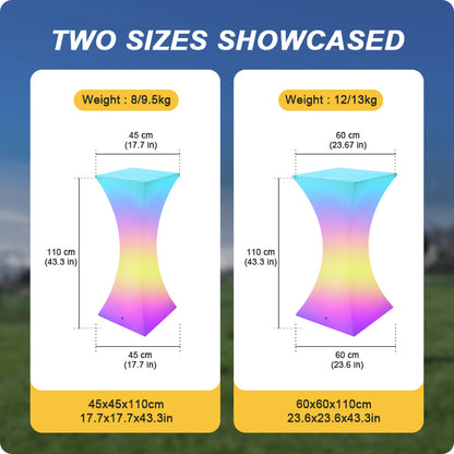 Colorfuldeco RGB Color-Changeable Battery-Rechargeable Outdoor Plastic LED Bistro Table-for Hotels KTVs Wine Cellars Clubs