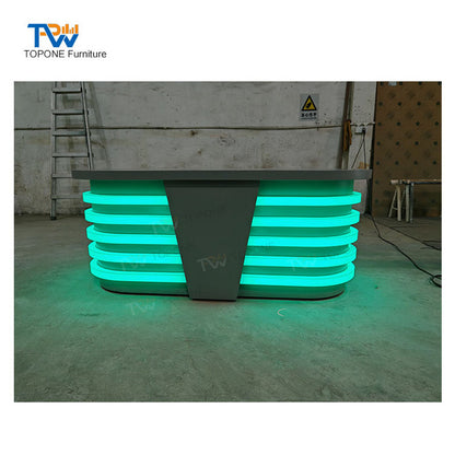 Mobile Podcast Table Desk Broadcast Tv News Studio Table TV News Desk Design with Led Light