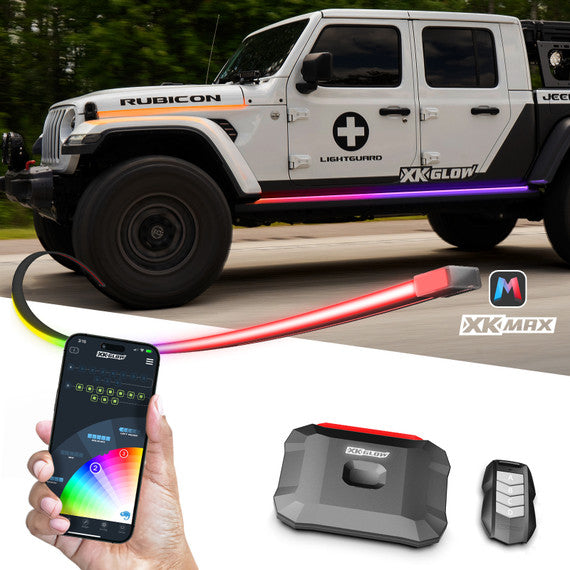 XKmax Atomix Body Panel LED Light Strip for Jeep | RGB Color Chasing & App | XKGLOW