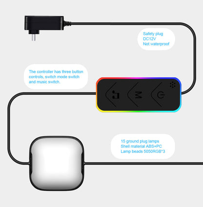 Outdoor Ground Lights 15 Bulbs 32.8FT Smart RGB+IC Pathway Lights, APP Controlled Waterproof RGB Landscape Lighting Work with Alexa