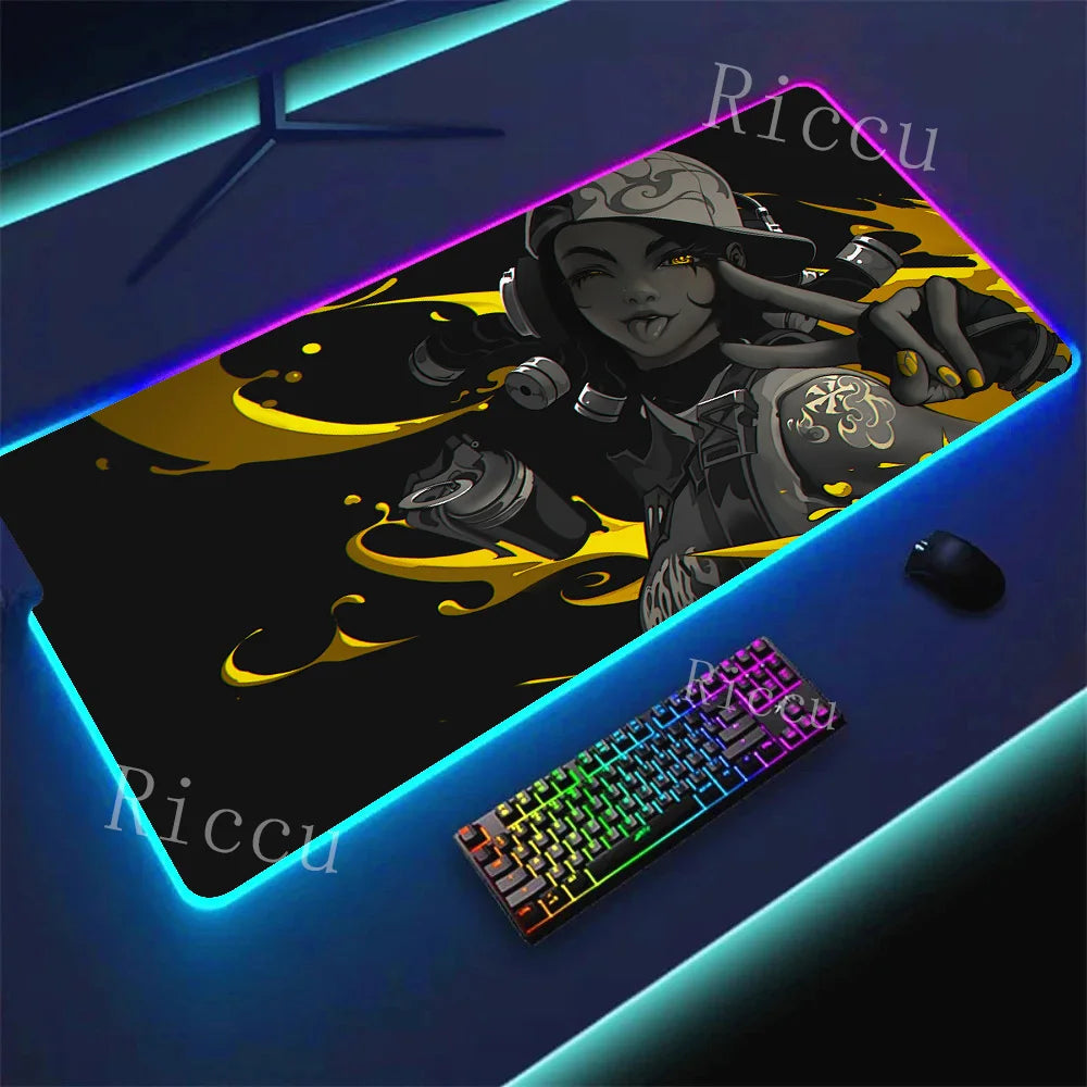 RGB HD Valorants Game Character Mouse pad Printing Computer Gamers Locking Edge Non-slip Mouse Pad Keyboard PC Deskmats E-Sports