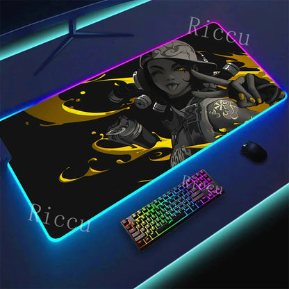 RGB HD Valorants Game Character Mouse pad Printing Computer Gamers Locking Edge Non-slip Mouse Pad Keyboard PC Deskmats E-Sports