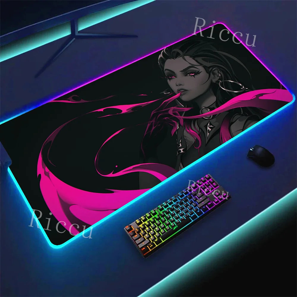 RGB HD Valorants Game Character Mouse pad Printing Computer Gamers Locking Edge Non-slip Mouse Pad Keyboard PC Deskmats E-Sports