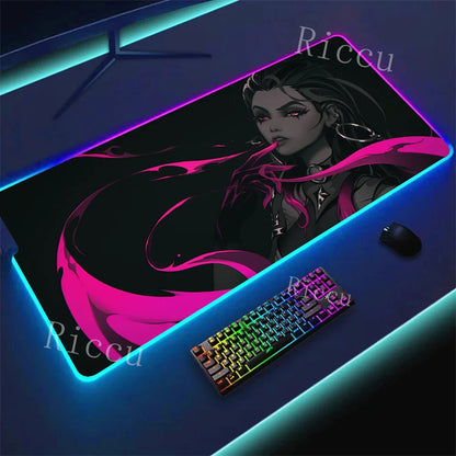 RGB HD Valorants Game Character Mouse pad Printing Computer Gamers Locking Edge Non-slip Mouse Pad Keyboard PC Deskmats E-Sports