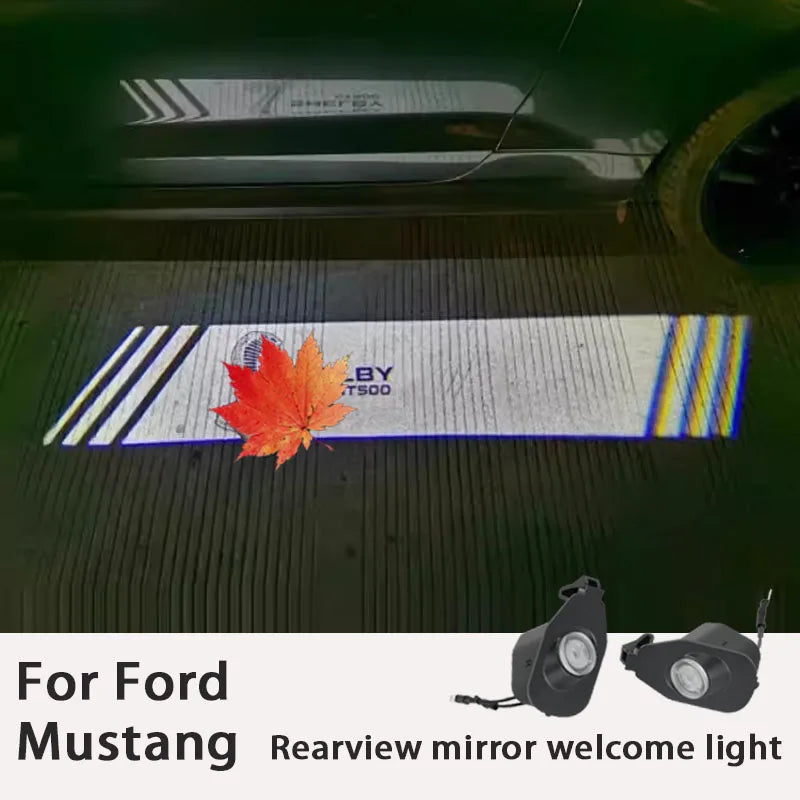 For 15-23 Ford Mustang rear view mirror welcome light Mustang door projection light atmosphere light modification