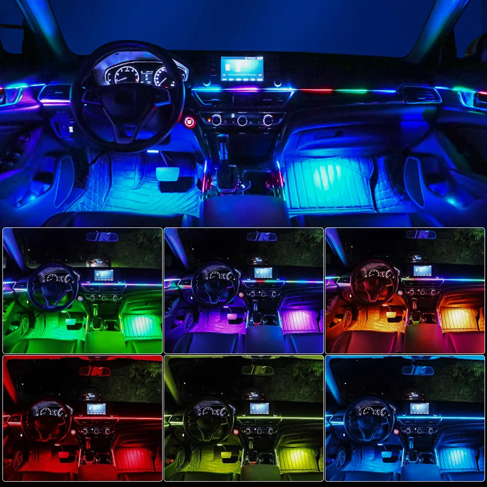 6/10/14/18 in 1 Led Car Ambient Lights RGB 213 64 Color Acrylic Strips Symphony Streamer Interior Rainbow Atmosphere Lamp Kit