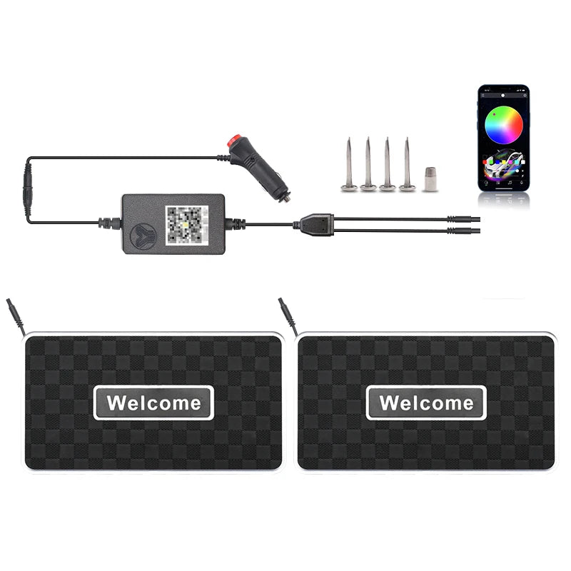 Symphony Car Foot Mat Ambient Light Welcome Logo App Control RGB Led Acrylic Car Interior Decorative Atmosphere Neon Lamp
