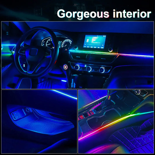 6/10/14/18 in 1 Led Car Ambient Lights RGB 213 64 Color Acrylic Strips Symphony Streamer Interior Rainbow Atmosphere Lamp Kit
