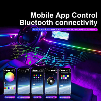 6/18 in 1 Led Acrylic Car Ambient Light RGB 64 213 Color Symphony Acrylic APP Streamer Atmosphere Lamp Kit One Zone Dual Zone