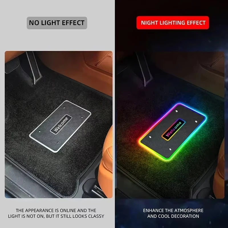 Symphony Car Foot Mat Ambient Light Welcome Logo App Control RGB Led Acrylic Car Interior Decorative Atmosphere Neon Lamp