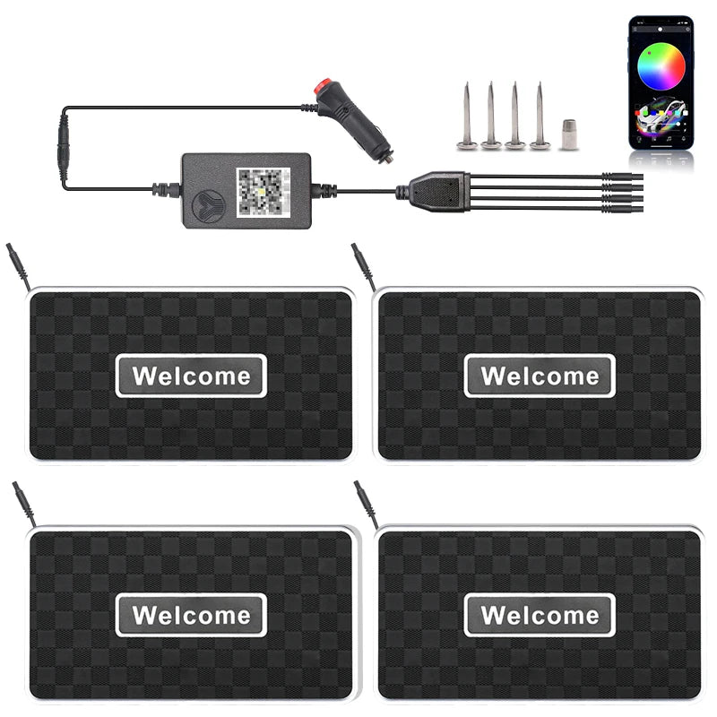 Symphony Car Foot Mat Ambient Light Welcome Logo App Control RGB Led Acrylic Car Interior Decorative Atmosphere Neon Lamp
