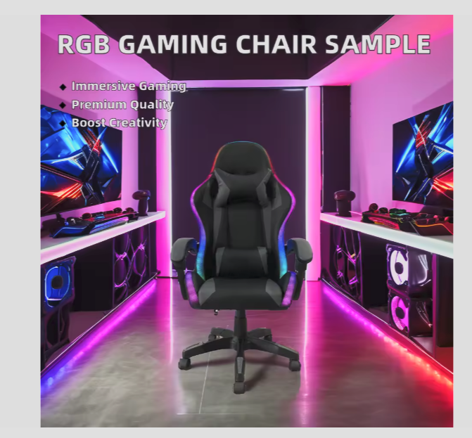 RGB LED Gaming Chair - Reclining PU Leather Office Chair with Adjustable Height & 360 Swivel