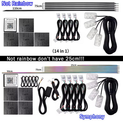6/10/14/18 in 1 Led Car Ambient Lights RGB 213 64 Color Acrylic Strips Symphony Streamer Interior Rainbow Atmosphere Lamp Kit