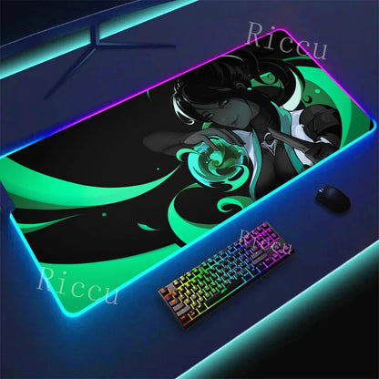 RGB HD Valorants Game Character Mouse pad Printing Computer Gamers Locking Edge Non-slip Mouse Pad Keyboard PC Deskmats E-Sports