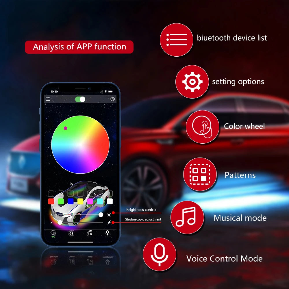 Symphony Car Foot Mat Ambient Light Welcome Logo App Control RGB Led Acrylic Car Interior Decorative Atmosphere Neon Lamp