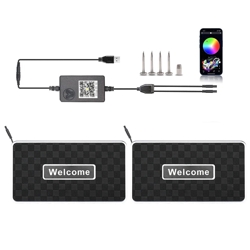 Symphony Car Foot Mat Ambient Light Welcome Logo App Control RGB Led Acrylic Car Interior Decorative Atmosphere Neon Lamp