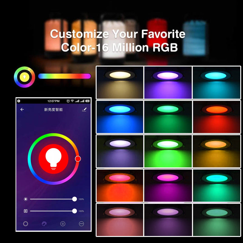 6Pack WiFi Intelligent LED Downlight RGBCW WiFi APP Controlled LED Downlight 3 Inch 5W 120V /220V AC, Dimmable RGBCW 2700-6500K Color Changing, Compatible with Alexa/Google, Ceiling Lights