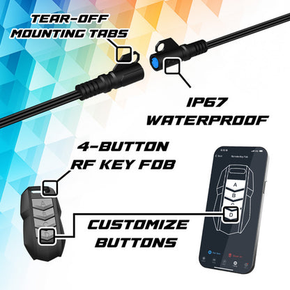 XKmax Atomix Body Panel LED Light Strip for Jeep | RGB Color Chasing & App | XKGLOW