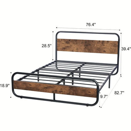 Sturdy Metal Bed Frame with LED Lighting - Heavy-Duty, Under-Bed Storage, No Box Spring Needed, Mattress Foundation, Durable, Easy Assembly, Space-Saving Design