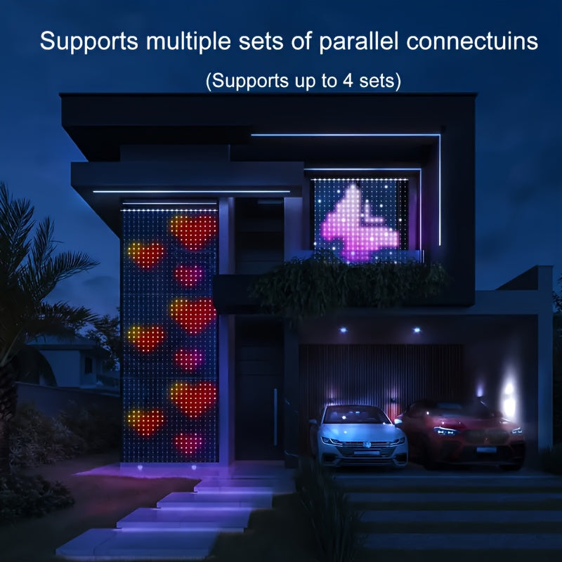 Intelligent APP-controlled Curtain Lights, Multiple Patterns Available, Letters, Numbers, Music Rhythms. Smart Lighting Decorations Suitable For Decorating Bedrooms, As Well As For Christmas, Halloween, Weddings, Parties and Other Festive Occasions