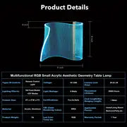 Table Lamp LED, RGB Desk Lamp, Modern Bedside Lamps for Futuristic Ambient Mood Lighting, Unique Gaming Light with Smart APP&amp;Remote Control Dimmable, for Room Decor, Concerts, Dance, Office, Gift