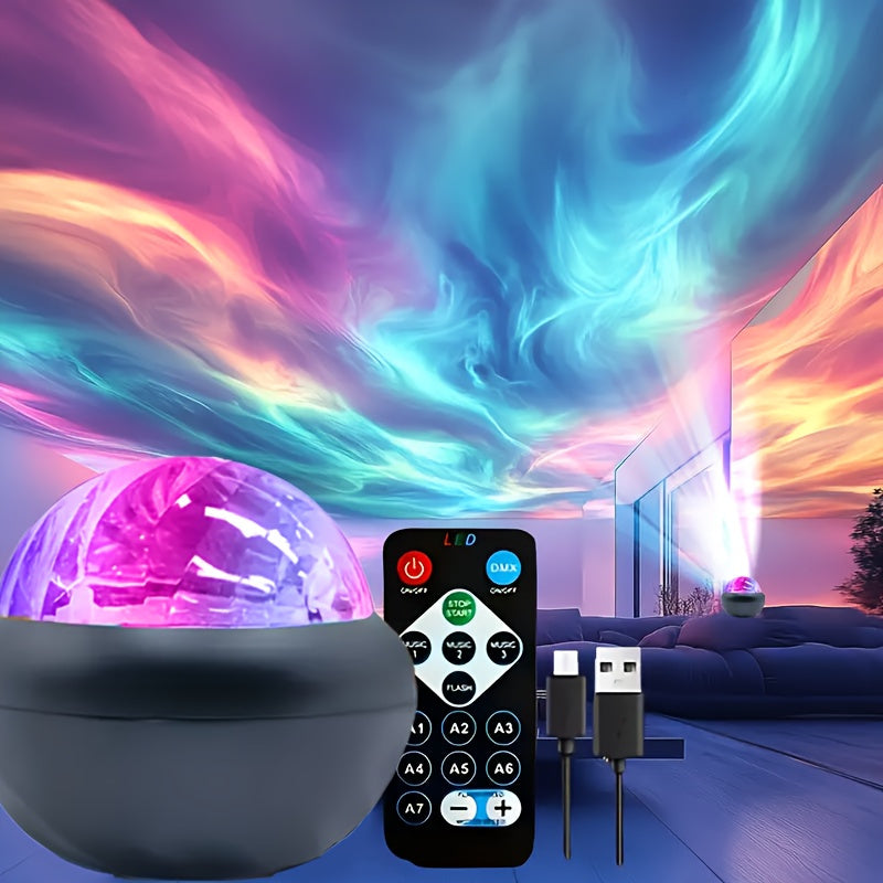 LED Aurora Ground Light With Remote Control- 360 ° Magic Sphere Projection Lamp, USB Powered Standing Night Light Suitable For Bedroom, Office, Party Decoration, Adjustable Brightness, Perfect Gift For Festivals/Birthdays, Christmas Gift