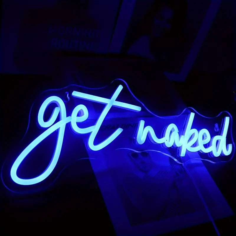 Get Naked Neon, Alphabet USB Powered Neon, Dimmable LED Neon, 10 Level Dimming, 5V USB Powered, Room, Home, Bar Art Wall Decor, Party, Window, Living Room, Decorative Gift (Blue)