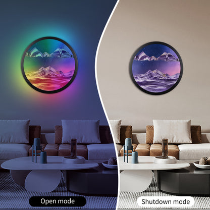 Moving Sand Art With LED Wall Sconce, Sand Art Wall Mounted Lamps, Battery Operated Wall Sconce With Remote Control, 16 RGB Colors Changeable Dimmable, Touch Control Wall Decor