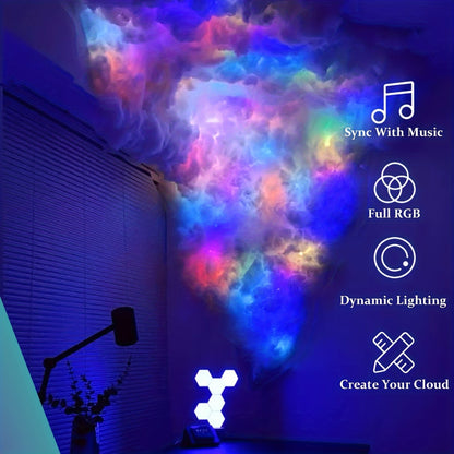 New Cloud Light, 3D Thundercloud LED Light, Lightning Cloud Colorful Atmosphere Night Light, DIY Creative Cloud Lights Gaming Room Garage Club Party Light, 32 Ft