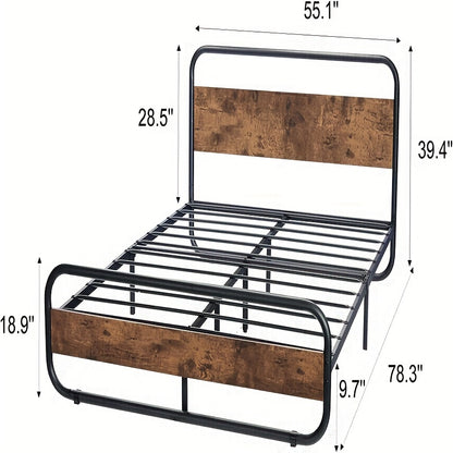 Sturdy Metal Bed Frame with LED Lighting - Heavy-Duty, Under-Bed Storage, No Box Spring Needed, Mattress Foundation, Durable, Easy Assembly, Space-Saving Design