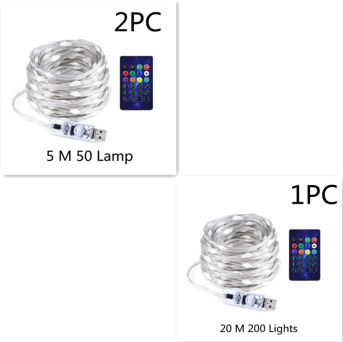 Bluetooth LED Light Chain - USB Powered RGB LED String Lights With Remote Control