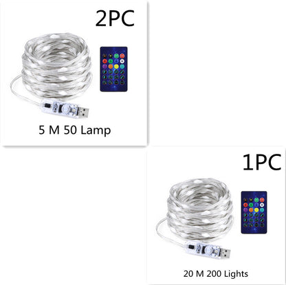 Bluetooth LED Light Chain - USB Powered RGB LED String Lights With Remote Control