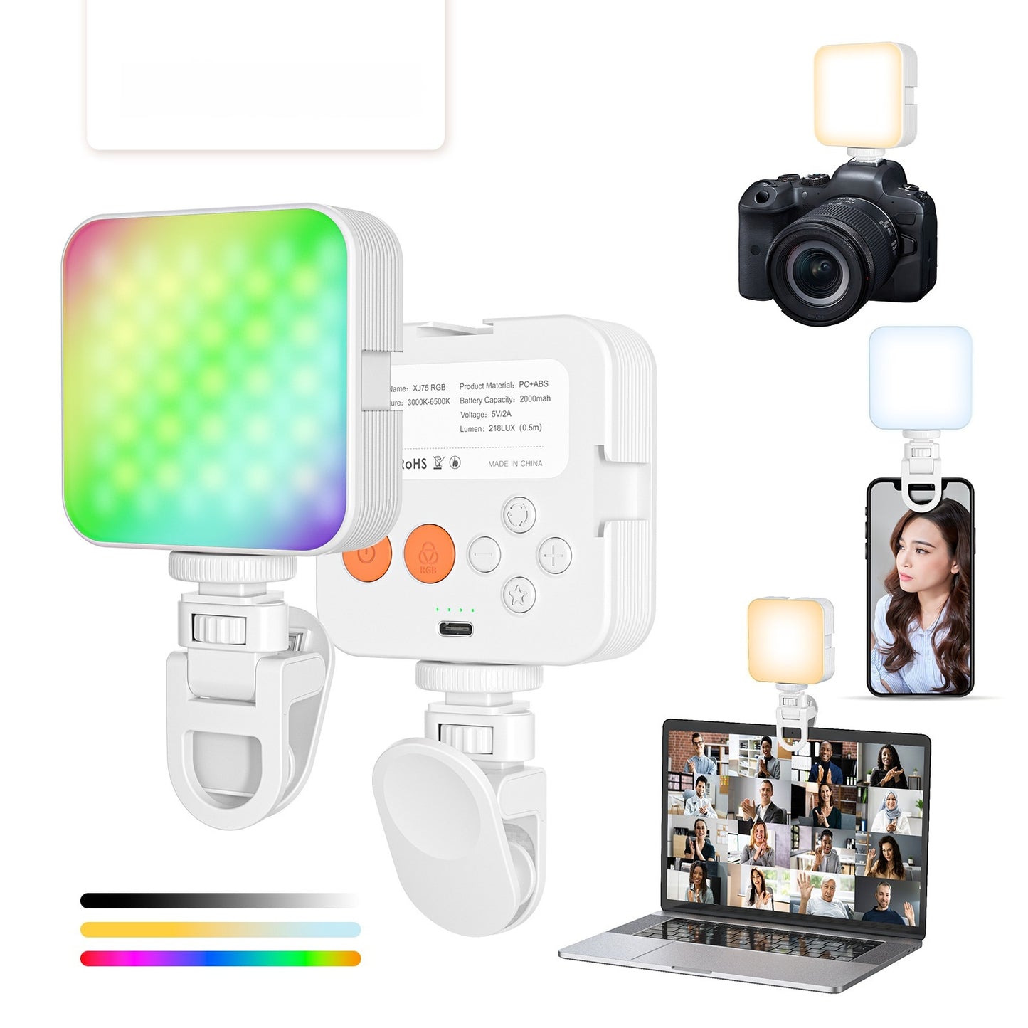 Mini RGB Camera Light - Portable LED Fill Light with Adjustable Color Temperature