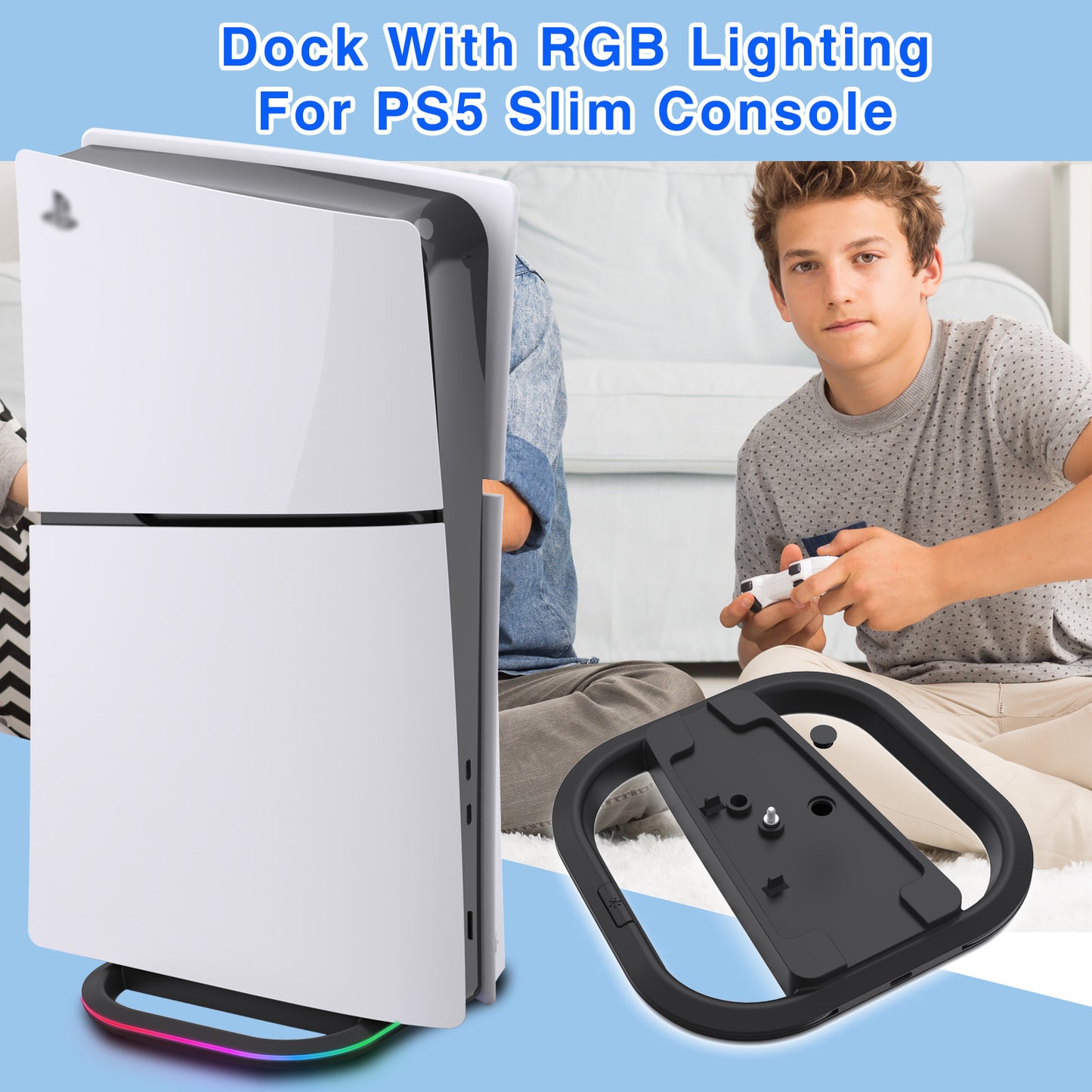 RGB Ambience Light Base - PS5 Accessories Gaming Console Stand with LED Ambient Light