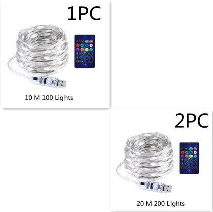 Bluetooth LED Light Chain - USB Powered RGB LED String Lights With Remote Control