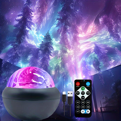 LED Aurora Ground Light With Remote Control- 360 ° Magic Sphere Projection Lamp, USB Powered Standing Night Light Suitable For Bedroom, Office, Party Decoration, Adjustable Brightness, Perfect Gift For Festivals/Birthdays, Christmas Gift