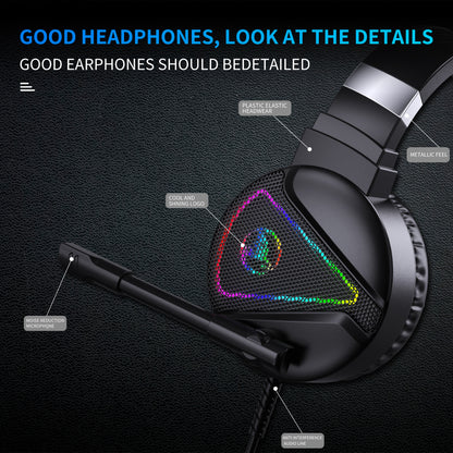RGB Gaming Headset - Wired ABS Material Headphones With Mic, USB Plug