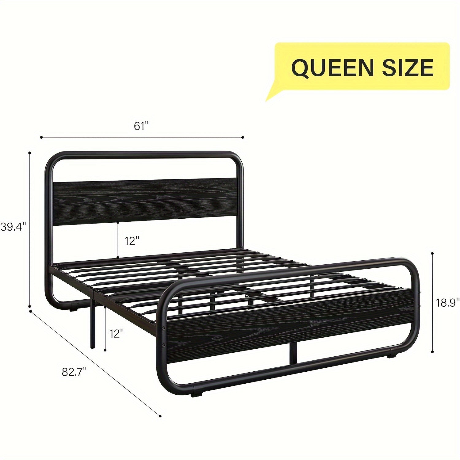 Sturdy Metal Bed Frame with LED Lighting - Heavy-Duty, Under-Bed Storage, No Box Spring Needed, Mattress Foundation, Durable, Easy Assembly, Space-Saving Design