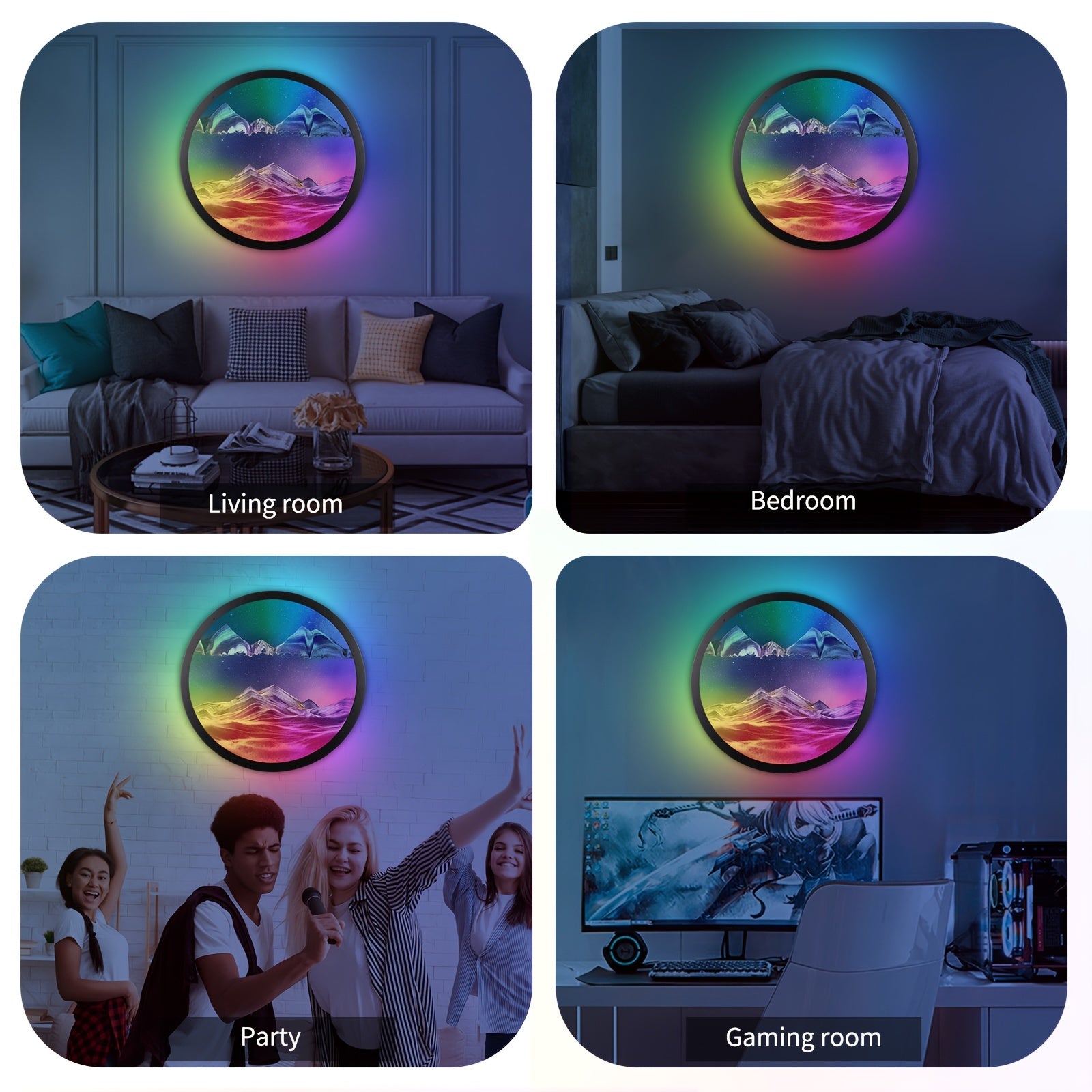 Moving Sand Art With LED Wall Sconce, Sand Art Wall Mounted Lamps, Battery Operated Wall Sconce With Remote Control, 16 RGB Colors Changeable Dimmable, Touch Control Wall Decor