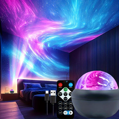 LED Aurora Ground Light With Remote Control- 360 ° Magic Sphere Projection Lamp, USB Powered Standing Night Light Suitable For Bedroom, Office, Party Decoration, Adjustable Brightness, Perfect Gift For Festivals/Birthdays, Christmas Gift