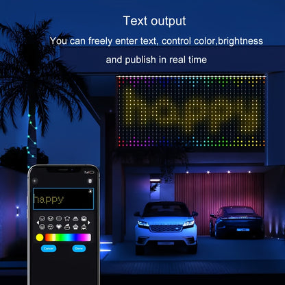 Intelligent APP-controlled Curtain Lights, Multiple Patterns Available, Letters, Numbers, Music Rhythms. Smart Lighting Decorations Suitable For Decorating Bedrooms, As Well As For Christmas, Halloween, Weddings, Parties and Other Festive Occasions