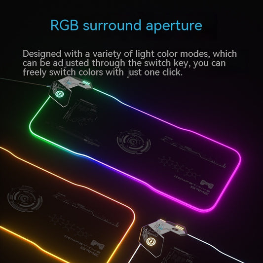 Wireless Charging Mouse Pad - RGB Gaming Mat with USB Hub & Cloth Surface