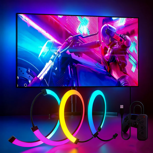 RGBW Gaming LED Strip Lights for Monitors - 24/32 Inch USB- Smart RGBW Backlight with Remote & Motion, 14+26 LED Screen for PC/Laptop, RGB Sync Compatible for Gaming Setup, RGBW Color Changing Lights for E-Sports Room